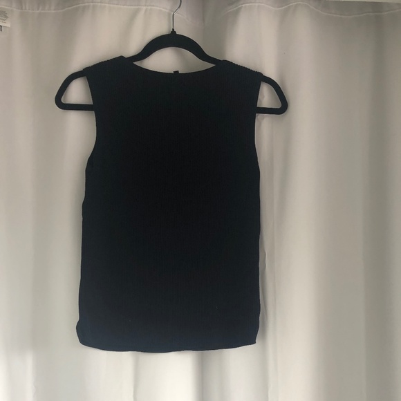 ESCADA Shell, Caviar Knit Tank Top, Ribbed Sleeveless, Black, Size 40 / Medium - Picture 4 of 10